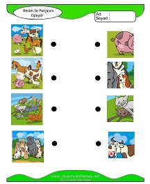 Resim ile Parçasını Eşleştir Çalışma Sayfaları